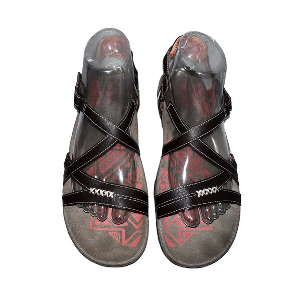MERRELL Shoes Women’s Size 8 Brown Leather Sandspur Cocoa Coral Strappy Sandals - Picture 3 of 9